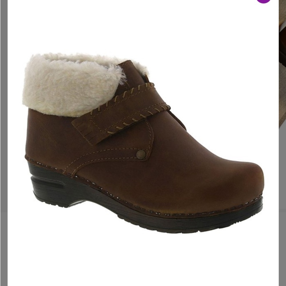 NEW Sanita Cognac Aspin Leather Clog- Size 36
